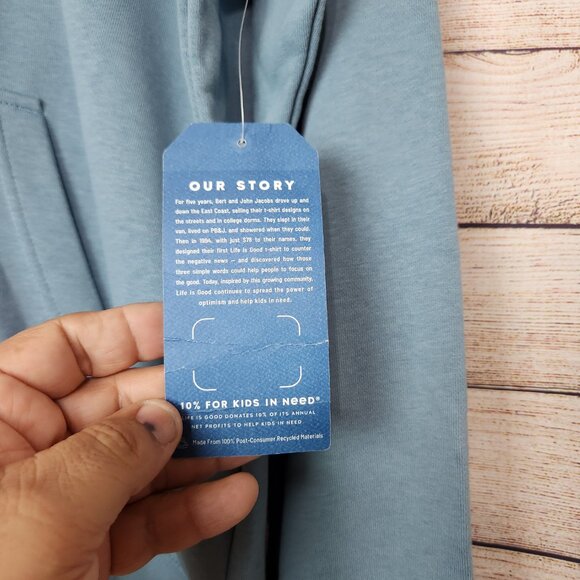 NWT Life Is Good Men's Hoodie M Sweatshirt Chair Relaxing Light Blue Pockets - Picture 8 of 16